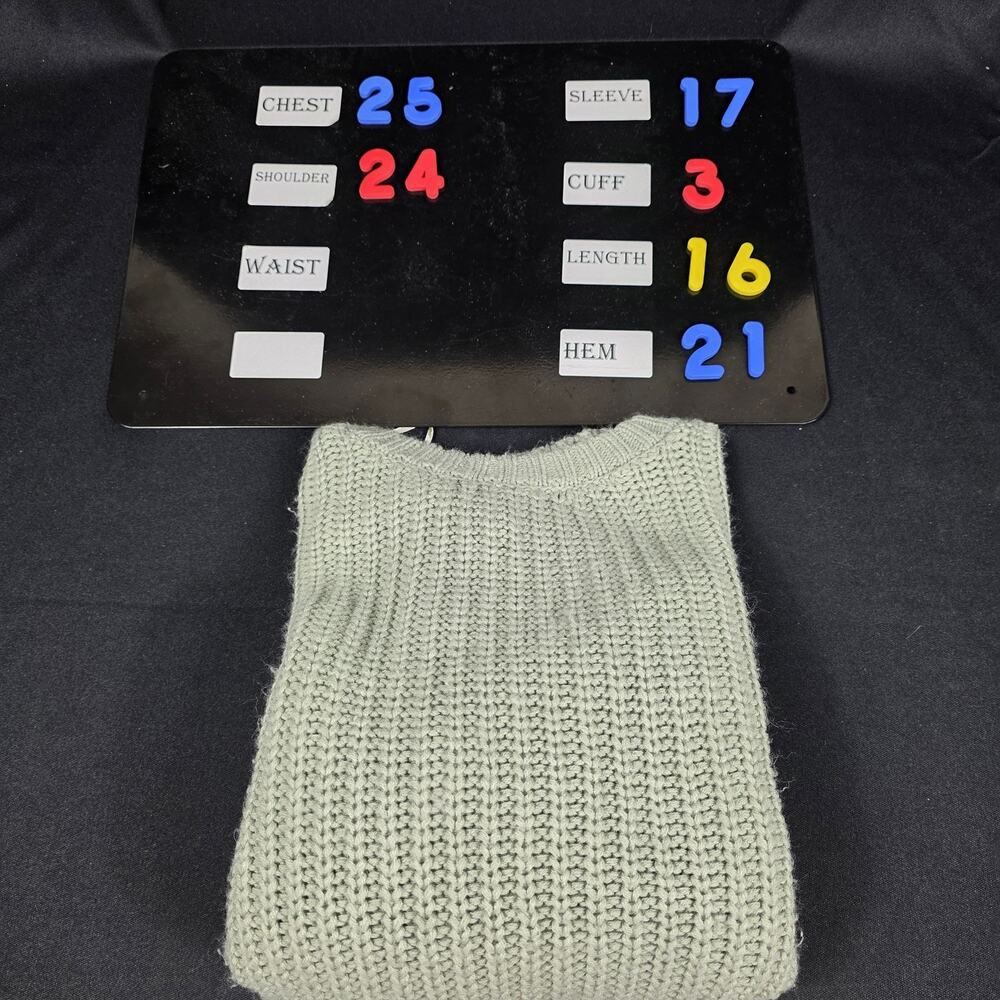 Moon & Madison Women's Small Green Bobble Sleeve Chunky Knit Sweater Acrylic - Picture 4 of 7